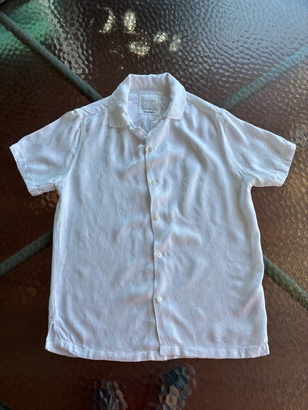 Cactusman Ricky Singh White Textured Short Sleeve Button-Up Men’s size small